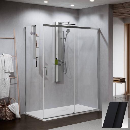 Novellini Novellini Zephyros 2.0 PH skyvedør venstre, 166-169 cm, klart glass, sort matt profil