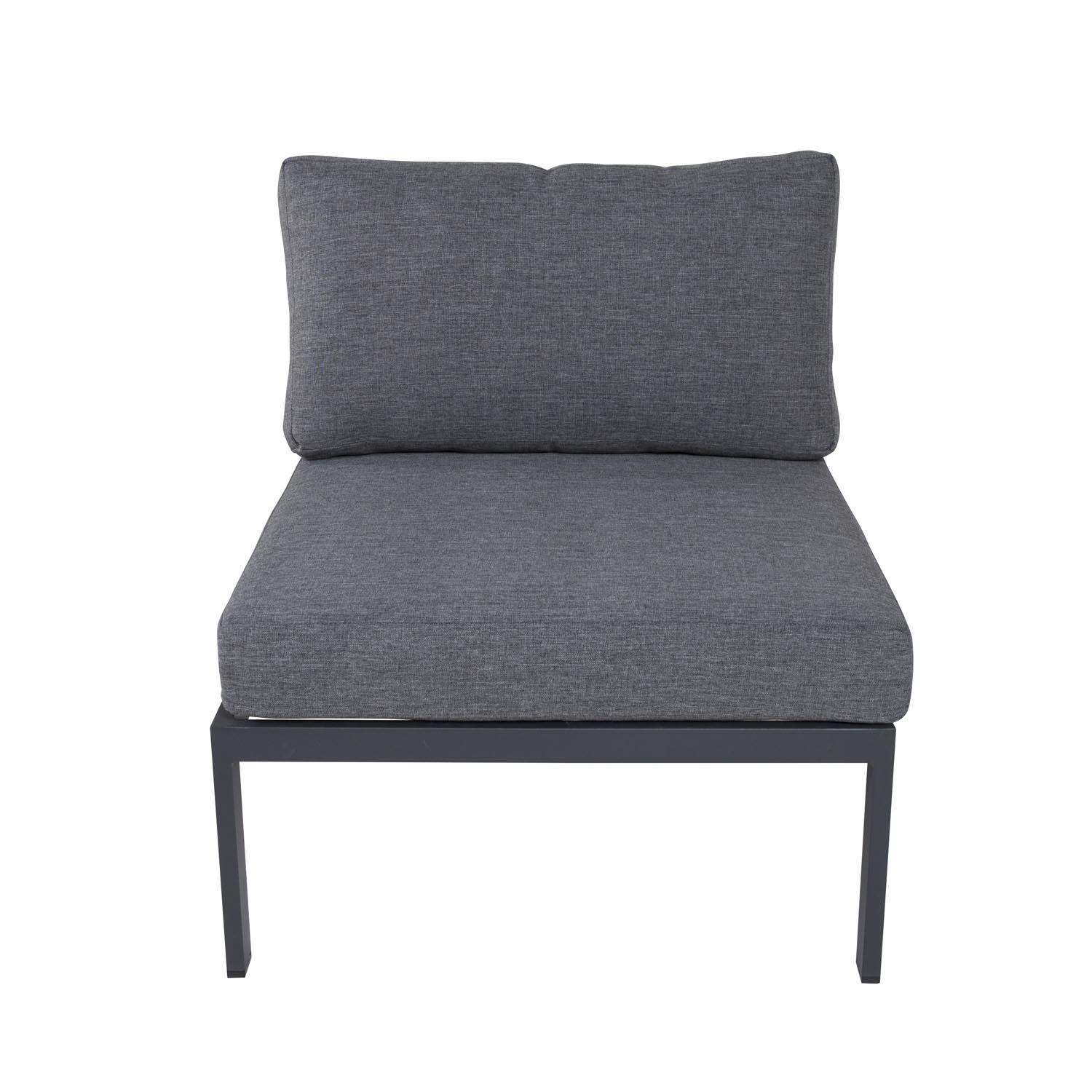 Venture Design VENTURE DESIGN Copacabana Lux modulær hagesofa - midtre del - med grå pute - svart aluminium