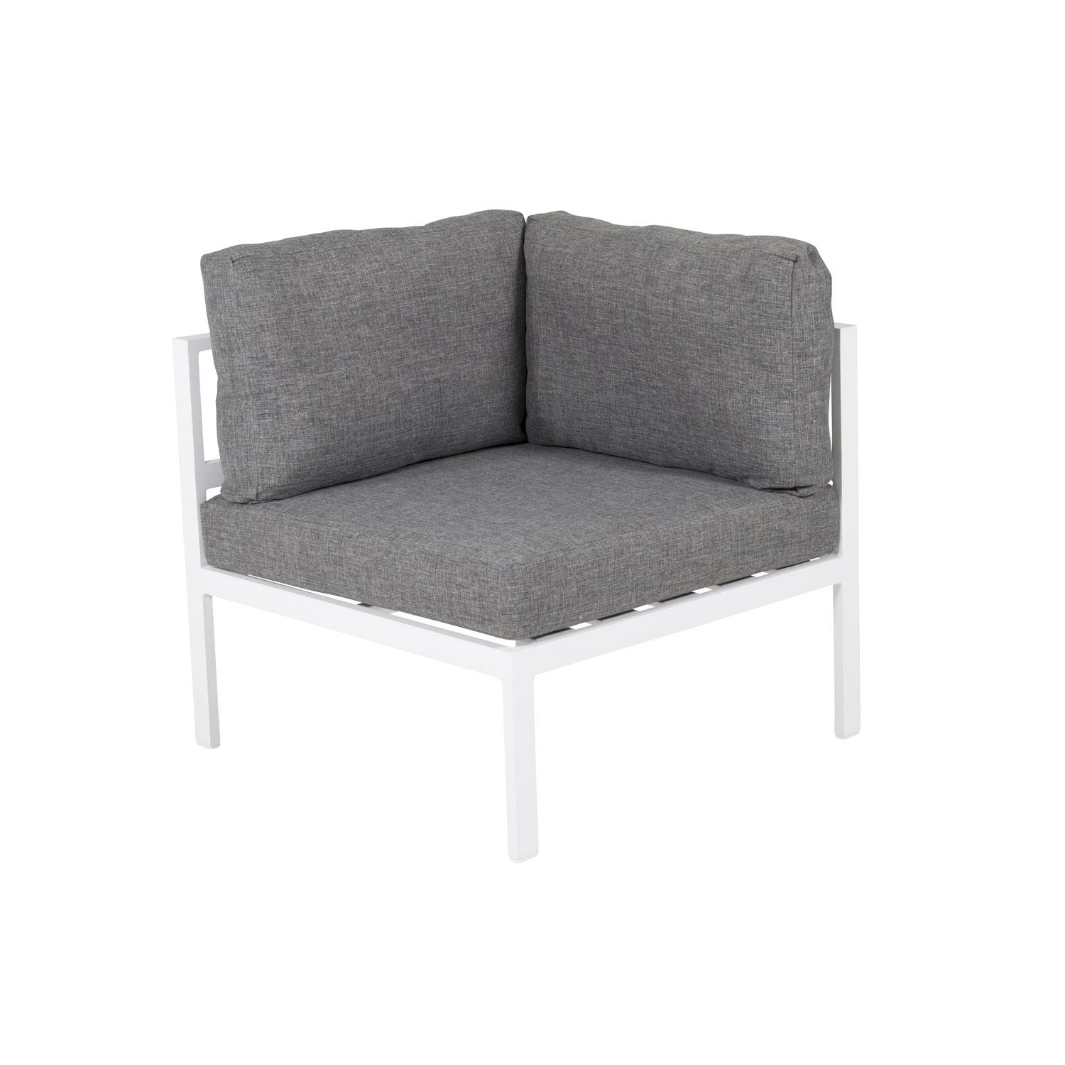 Venture Design VENTURE DESIGN Copacabana Lyx hjørnemodul for hagehjørnesofa - grå olefinputer og hvit aluminium