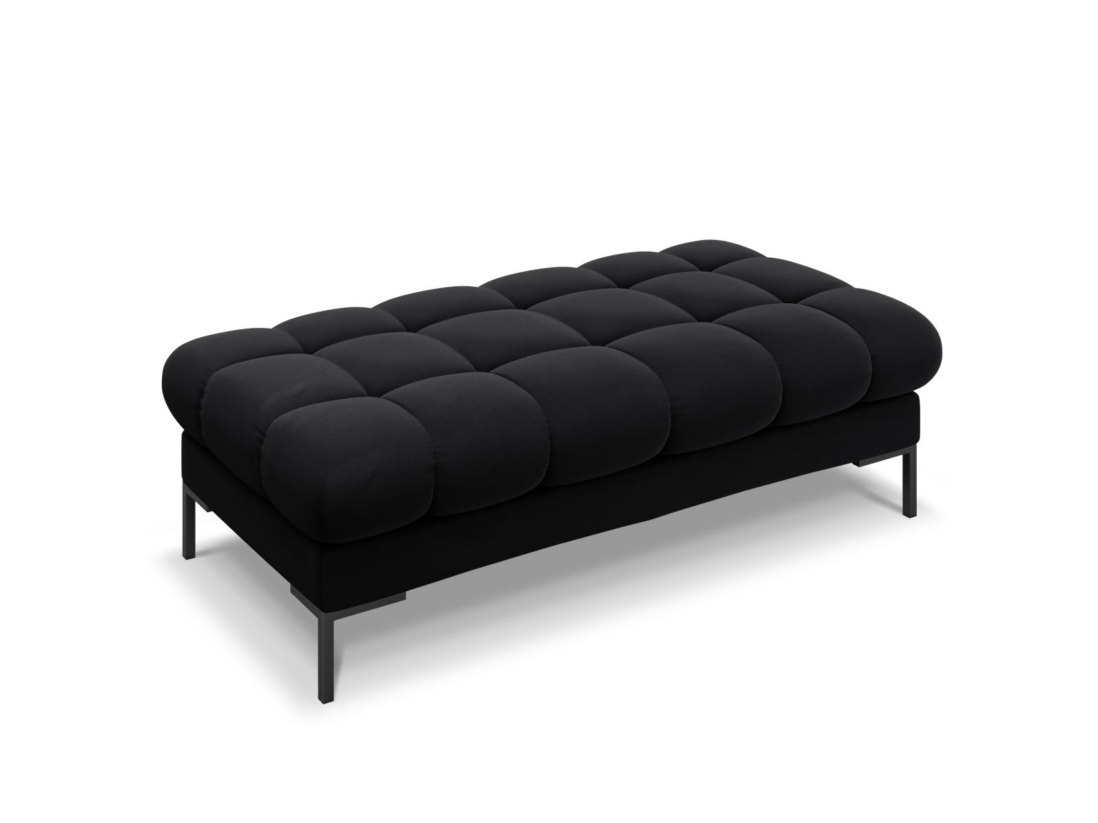 Micadoni MICADONI Mamaia benk,, 2 seter, rektangulær - svart fløyel og svart metall (62x133x41)