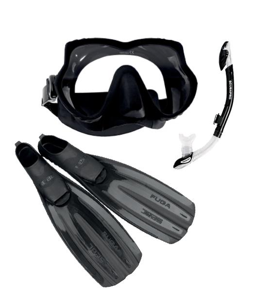 Diving 2000 Scubapro snorkelsæt PLATIN med finner