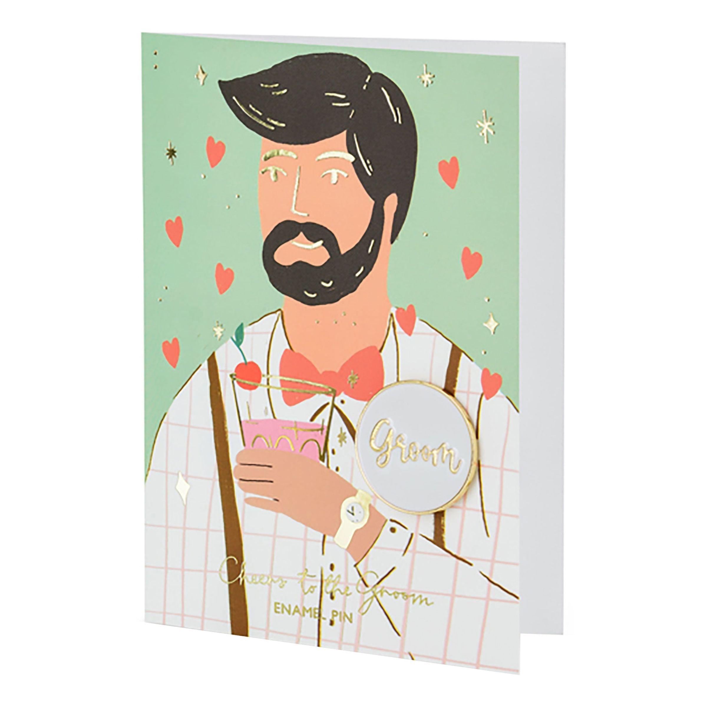 PartyDeco Gratulasjonskort Brudgom med Pin
