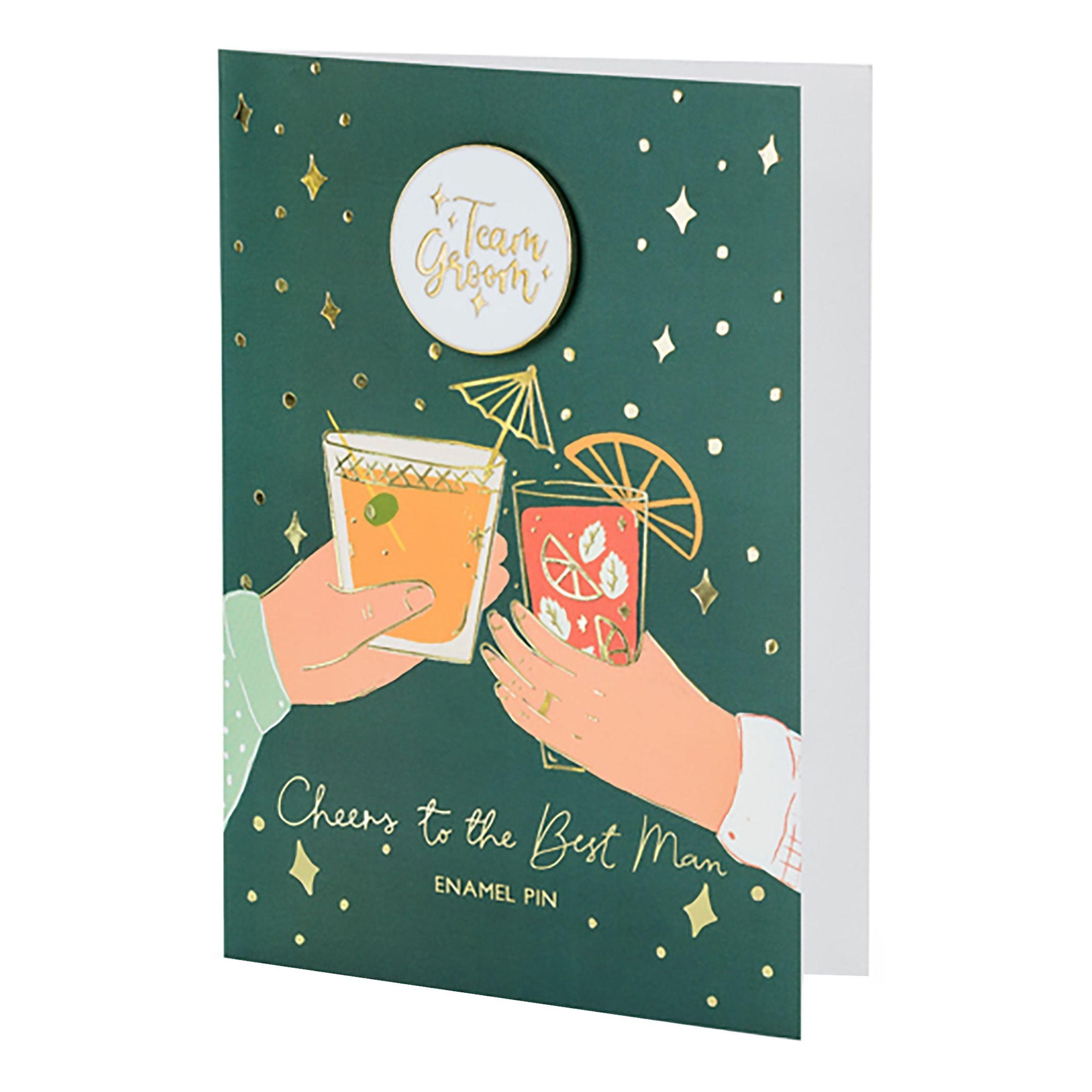 PartyDeco Gratulasjonskort med Pin Team Groom