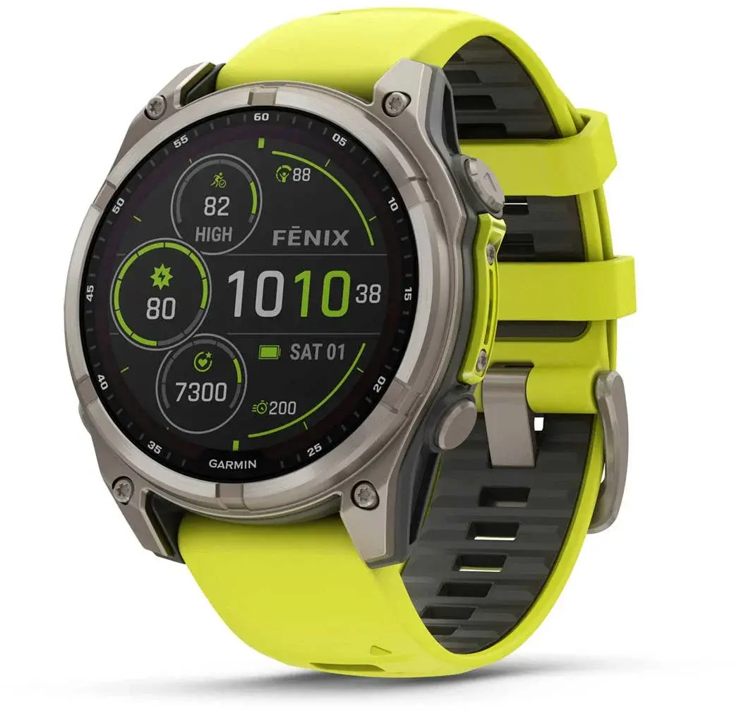 Garmin Garmin Fenix 8 SOLAR Sapphire 47mm Bare TI/Graphite Amp Yellow