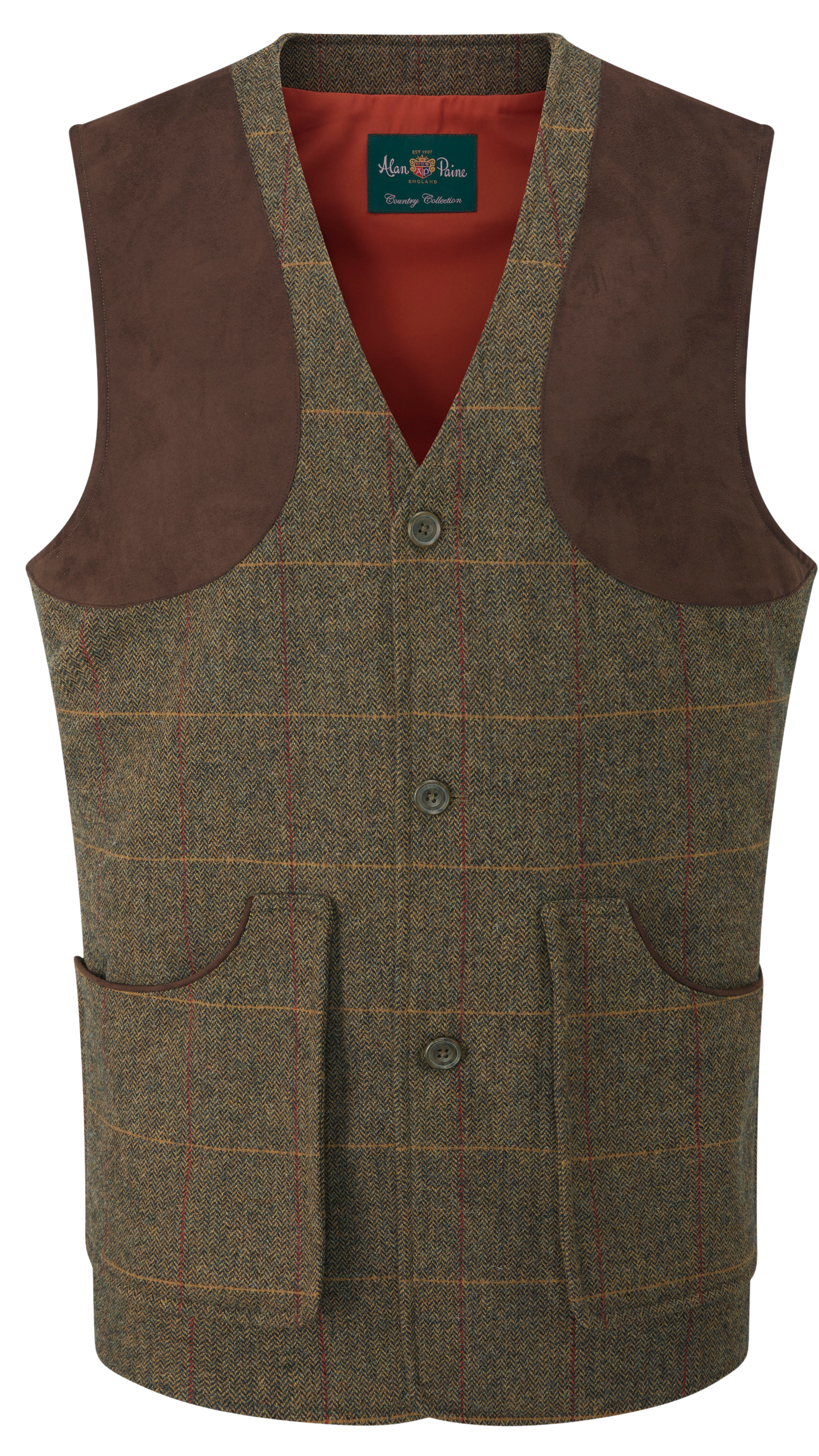 Alan Paine Alan Paine M's Combrook Tweed Shooting Waistcoat Teak