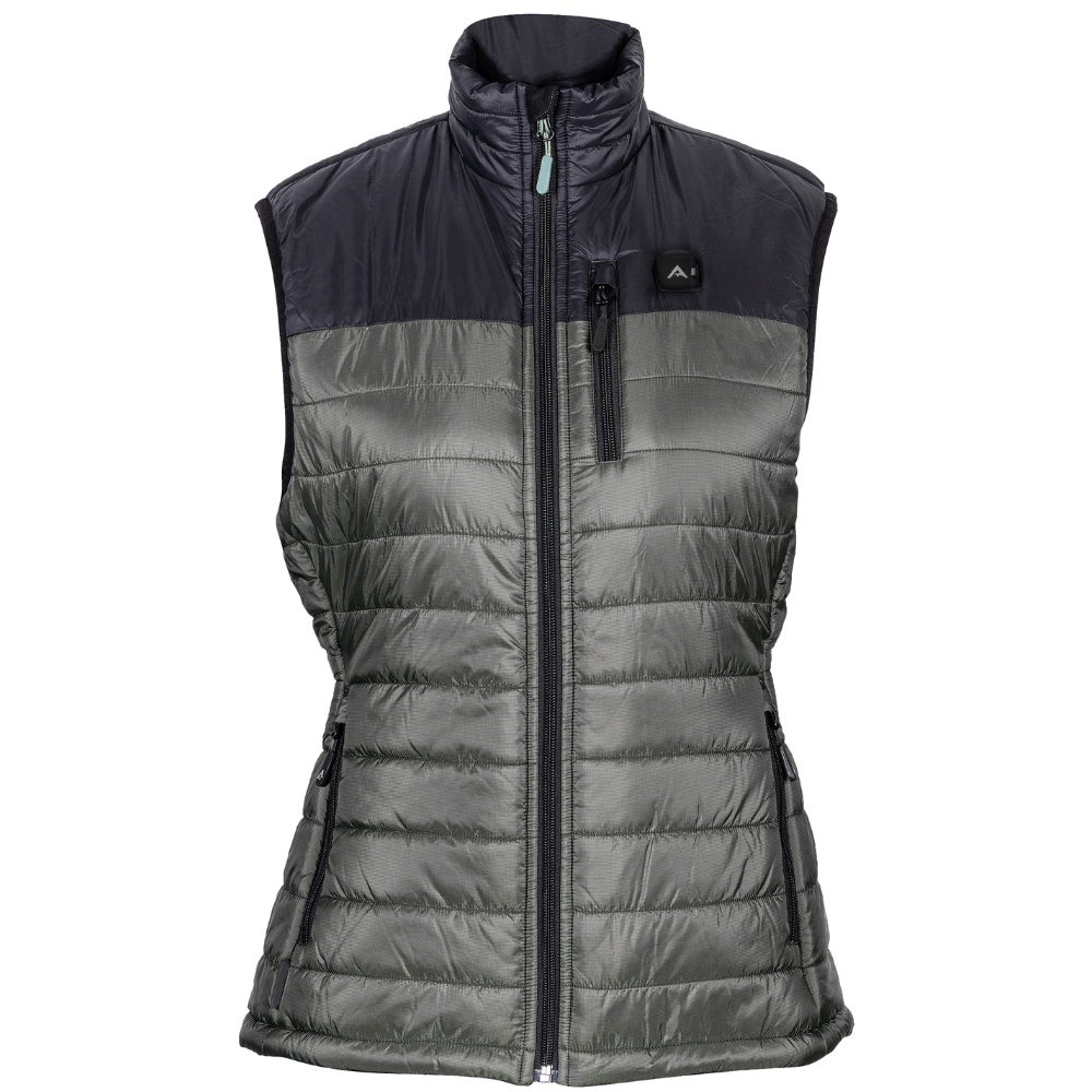 Avignon Avignon Heat Puff Vest Dunfri Varmevest Dame inkl Powerbank Grågrønn