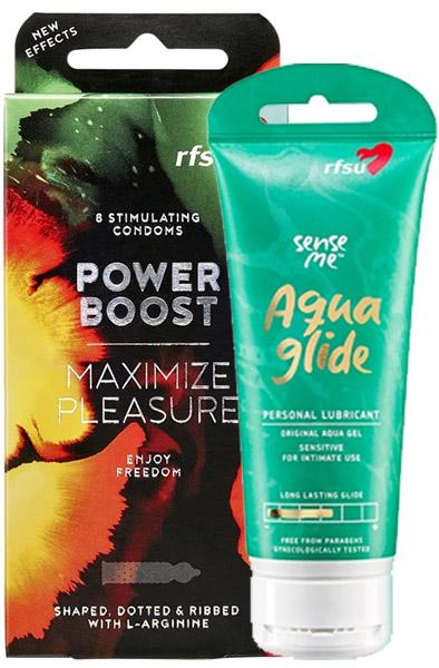 Paketerbjudande RFSU Power Boost 8st + Aqua Glide 100ml
