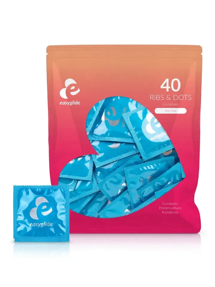 EasyGlide Ribs & Dots Condoms 40-pack