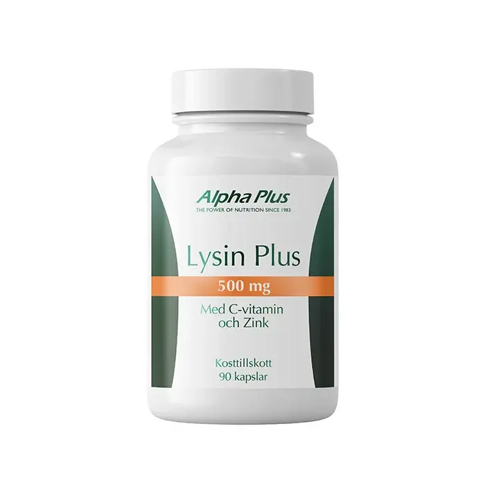 Alpha Plus Lysine Plus 500 mg Vegansk aminosyre 90 kapsler