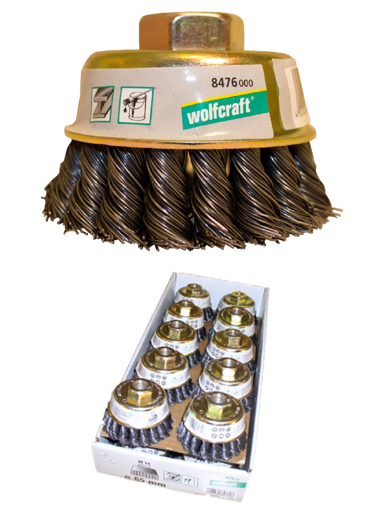 Wolfcraft Wolfcraft, Ø75 mm - M14 gjenge - flettet koppstålbørste, bulk