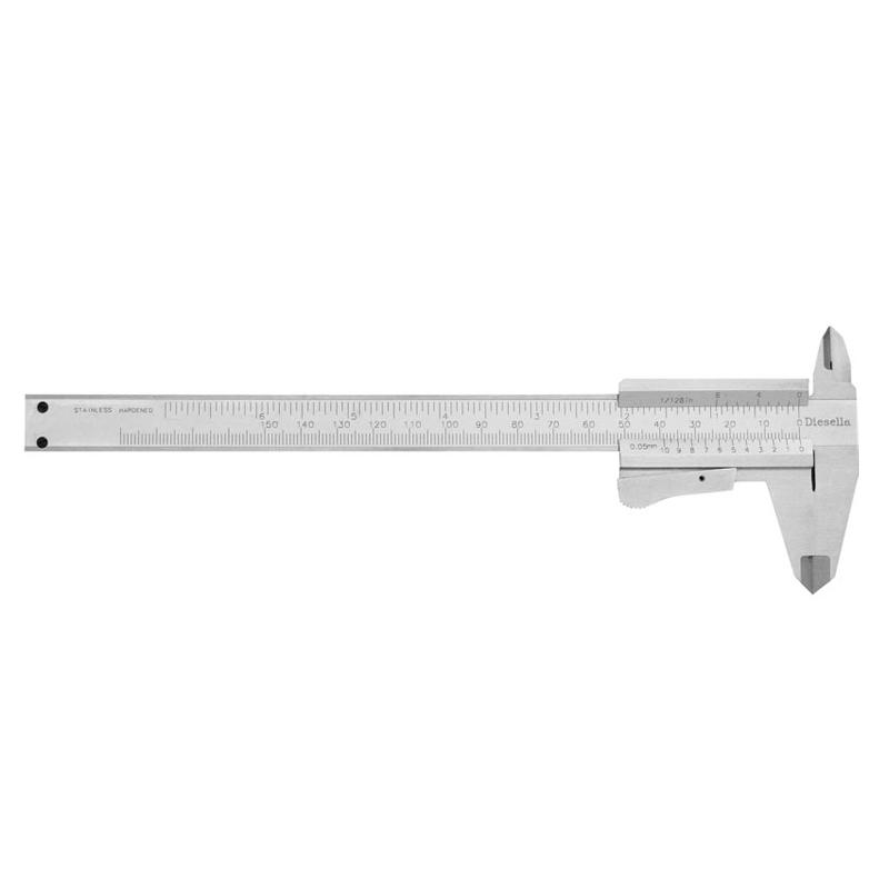 Diesella Skyvelær med klemlås 0-150x0,05 mm og 40 mm kjever (venstrehånds)