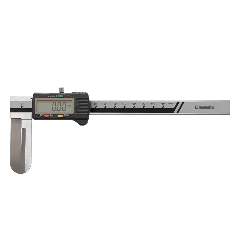 Diesella Digital skyvelær 18-200x0,01 mm med lange, smale kjever