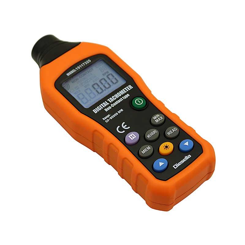 Diesella Digital håndtakometer (Omdrejningsteller) med optisk måling og datalogging