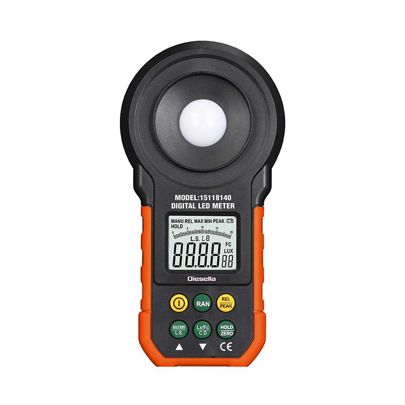 Diesella Digitalt luxmeter for måling av vanlig lys- og LED lysintensitet