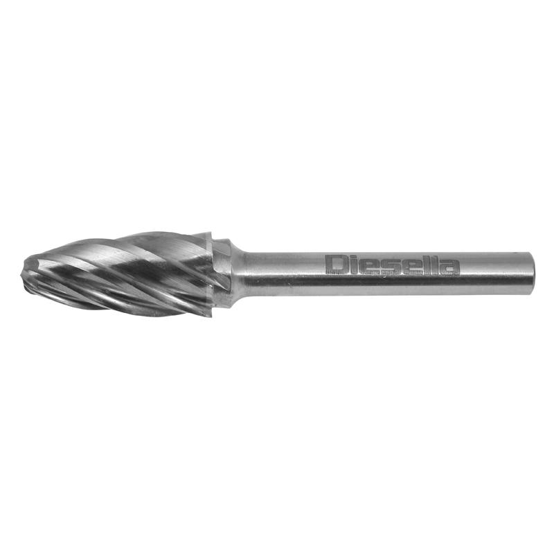 Diesella Fresenål HM Ø12x25 mm form F (Alu. Cut) med Ø6 mm skaft