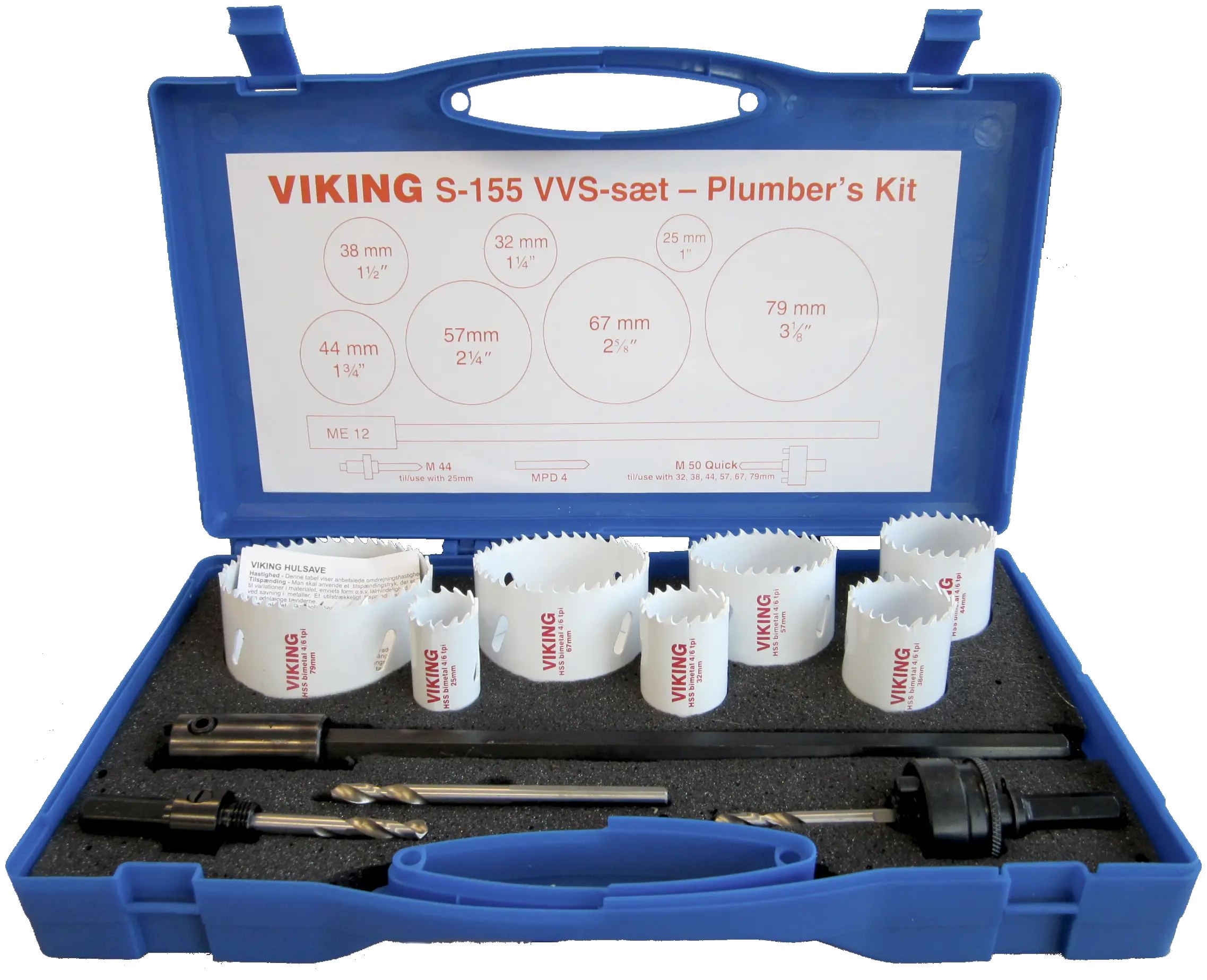 Viking Hullsagsett S 155 VVS med 6 stk. hullsager, 2 stk. holder og forlenger