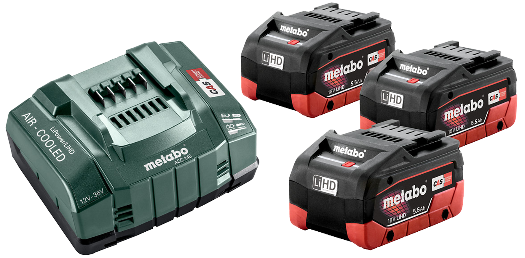 Metabo Batterisett med 3Ã18V/5,5Ah LiHD + lader ASC 145