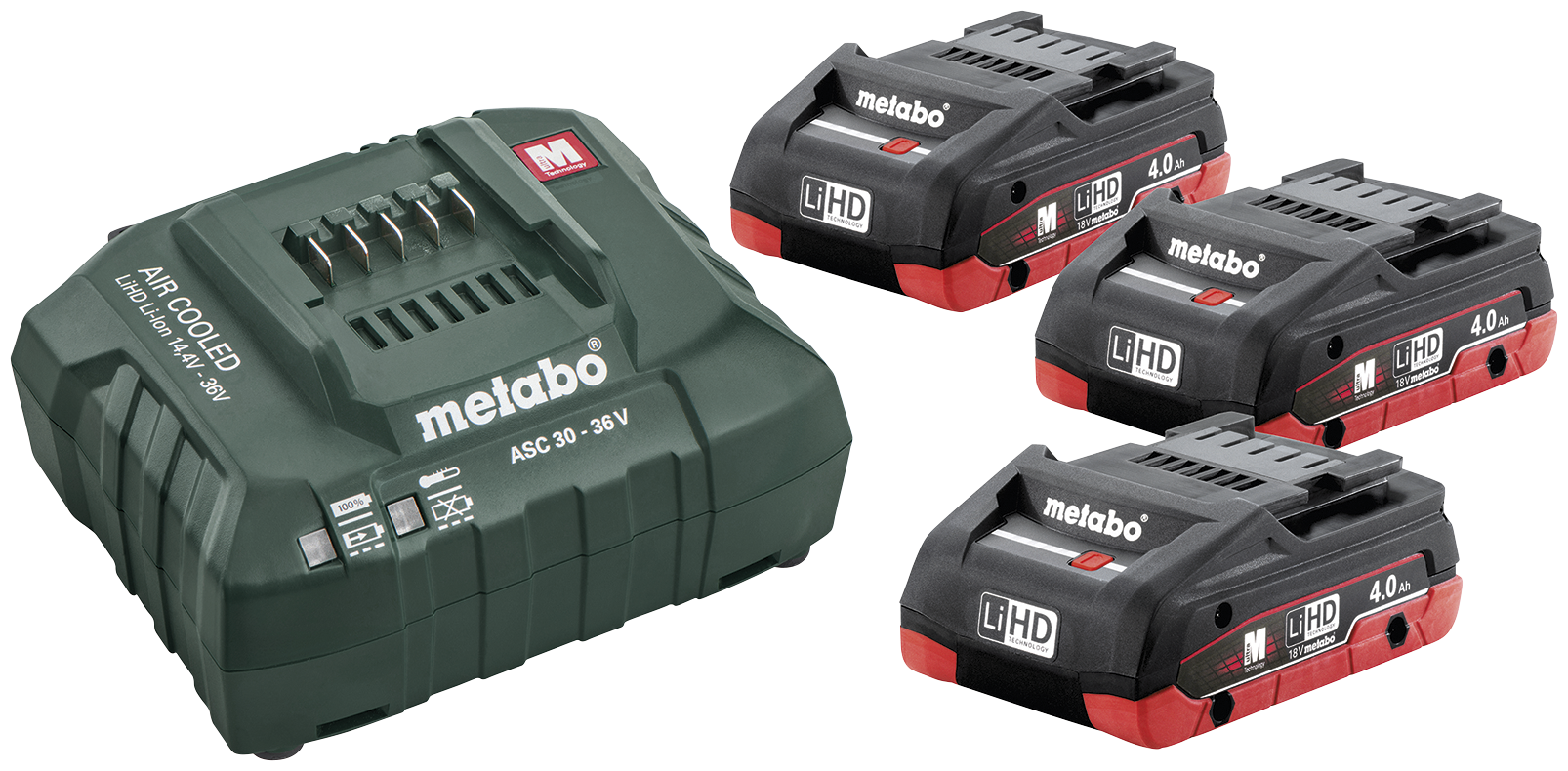 Metabo Batterisett med 3Ã18V/4,0Ah LiHD + lader ACS 55