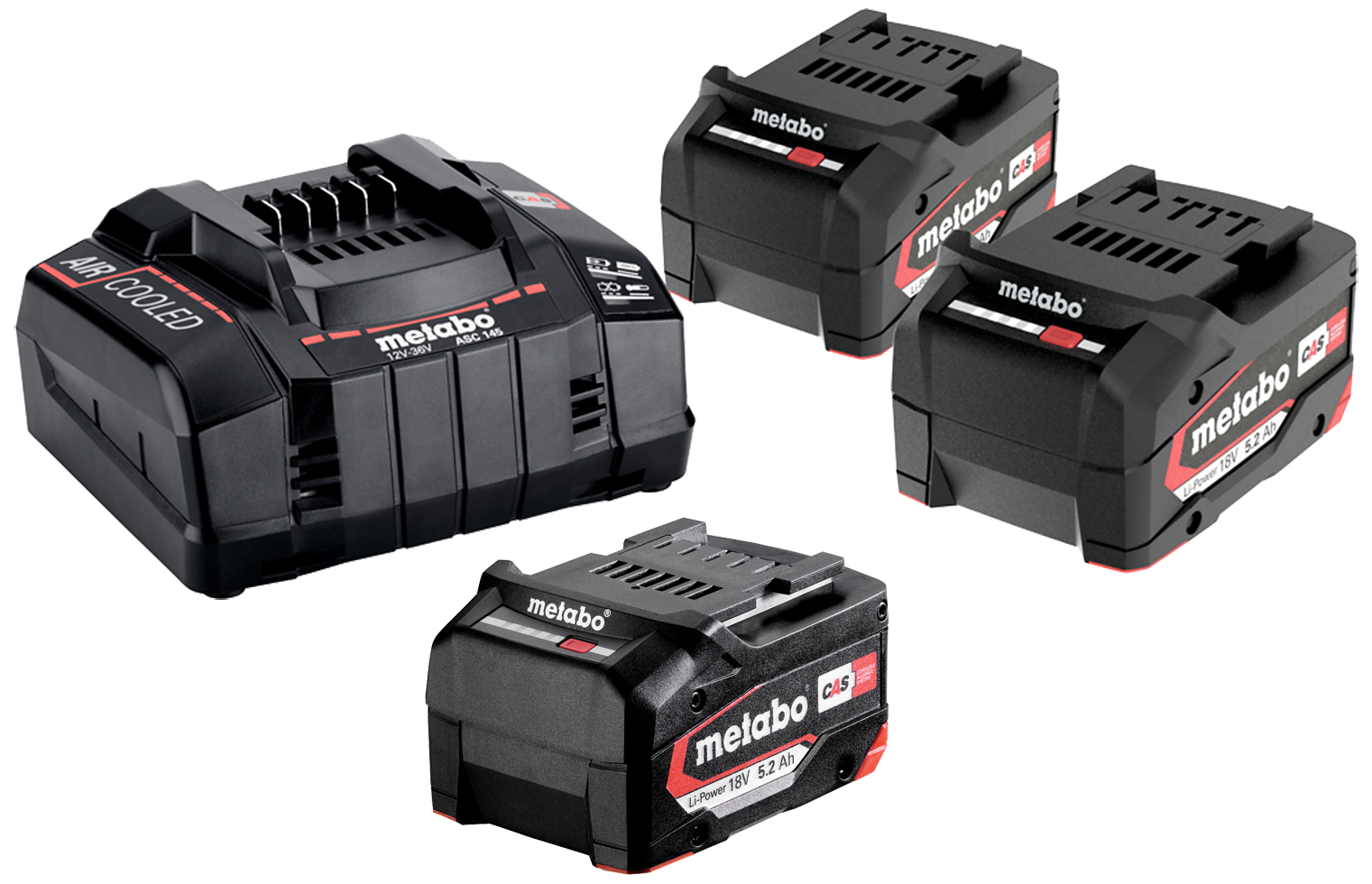 Metabo Sampak: 3Ã18V/5,2Ah Li-Power batt. +lader ACS 145
