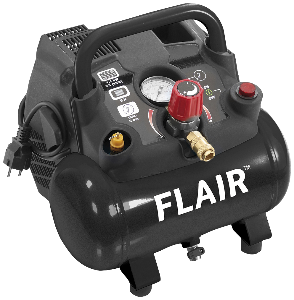 Flair Flair 15/6 kompressor 1,5 hk 155 ltr. oljefri 230V, 1-fas