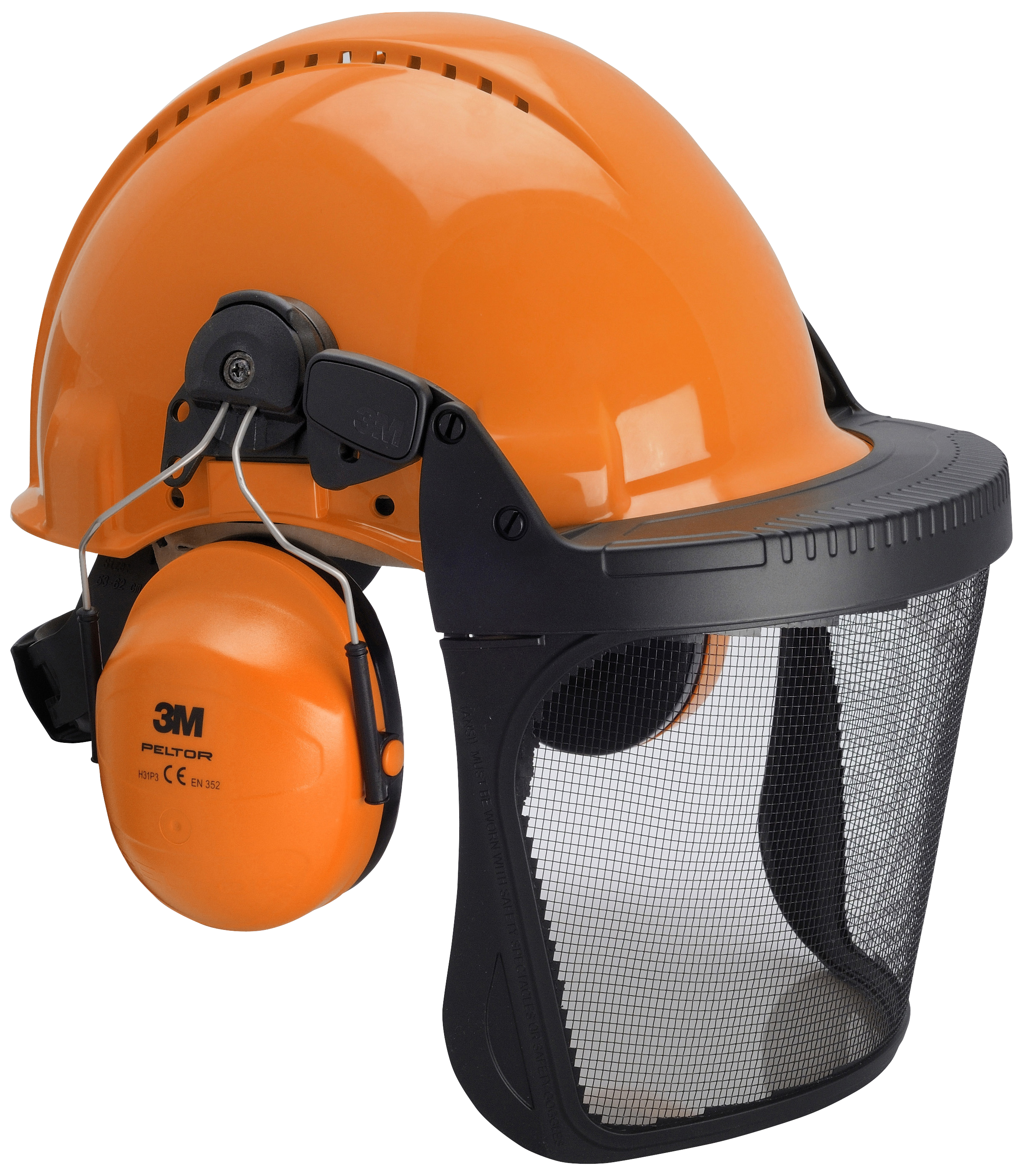 3M Skoghjelm G3000 orange med hørselvern H31+nettvisir 5C