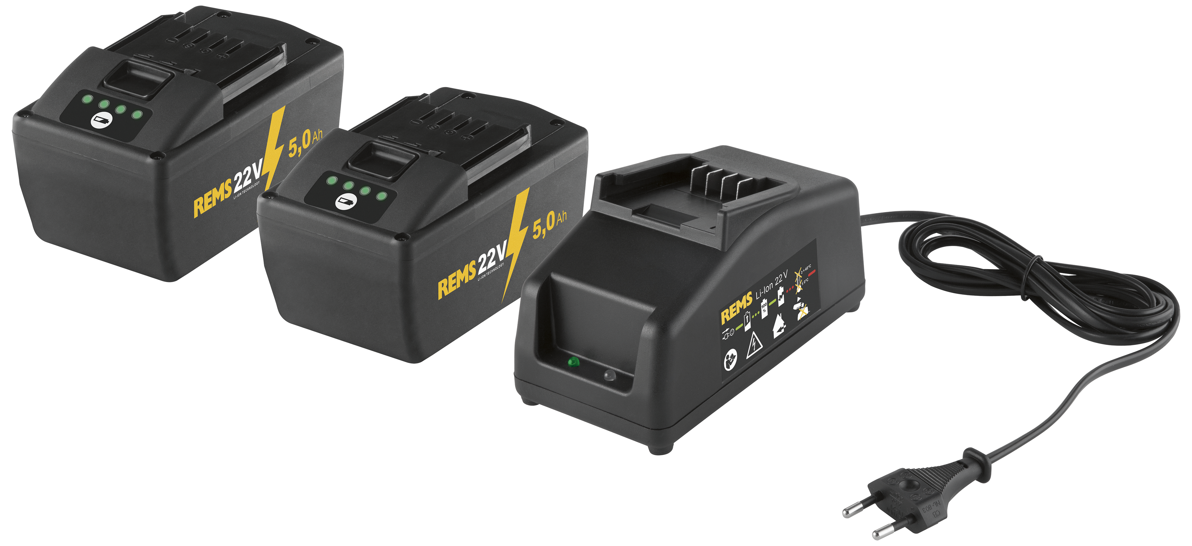 REMS REMS PowerPack 2Ã22v/5,0Ah batterier + 90W lader
