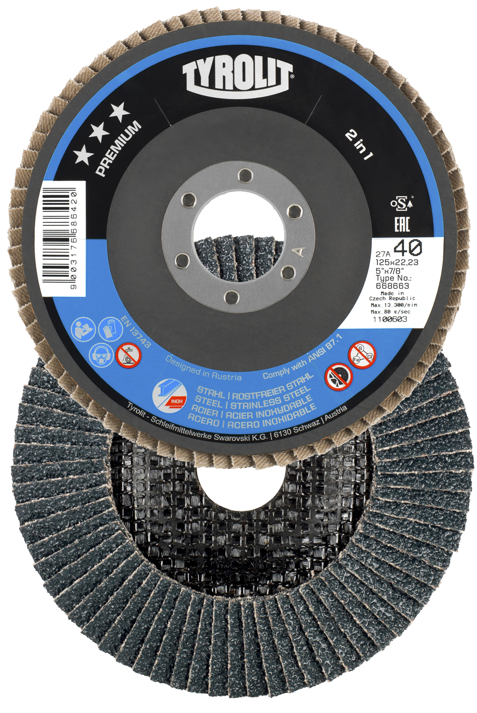 Tyrolit Lamellskive Premium 27SLA ø125 ZA40Q-B