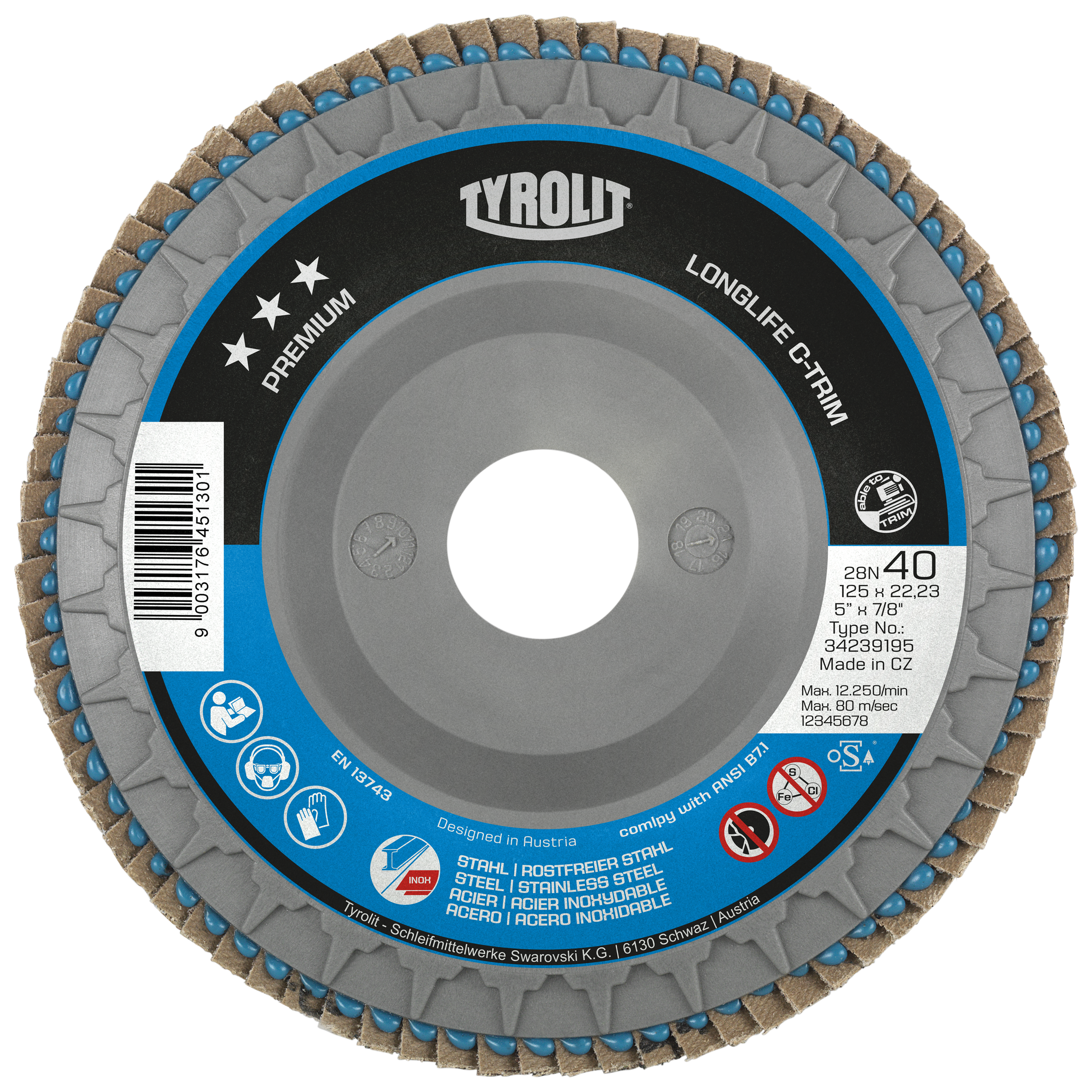 Tyrolit Slipeskive Premium 28SLN ø125 ZA40T-B
