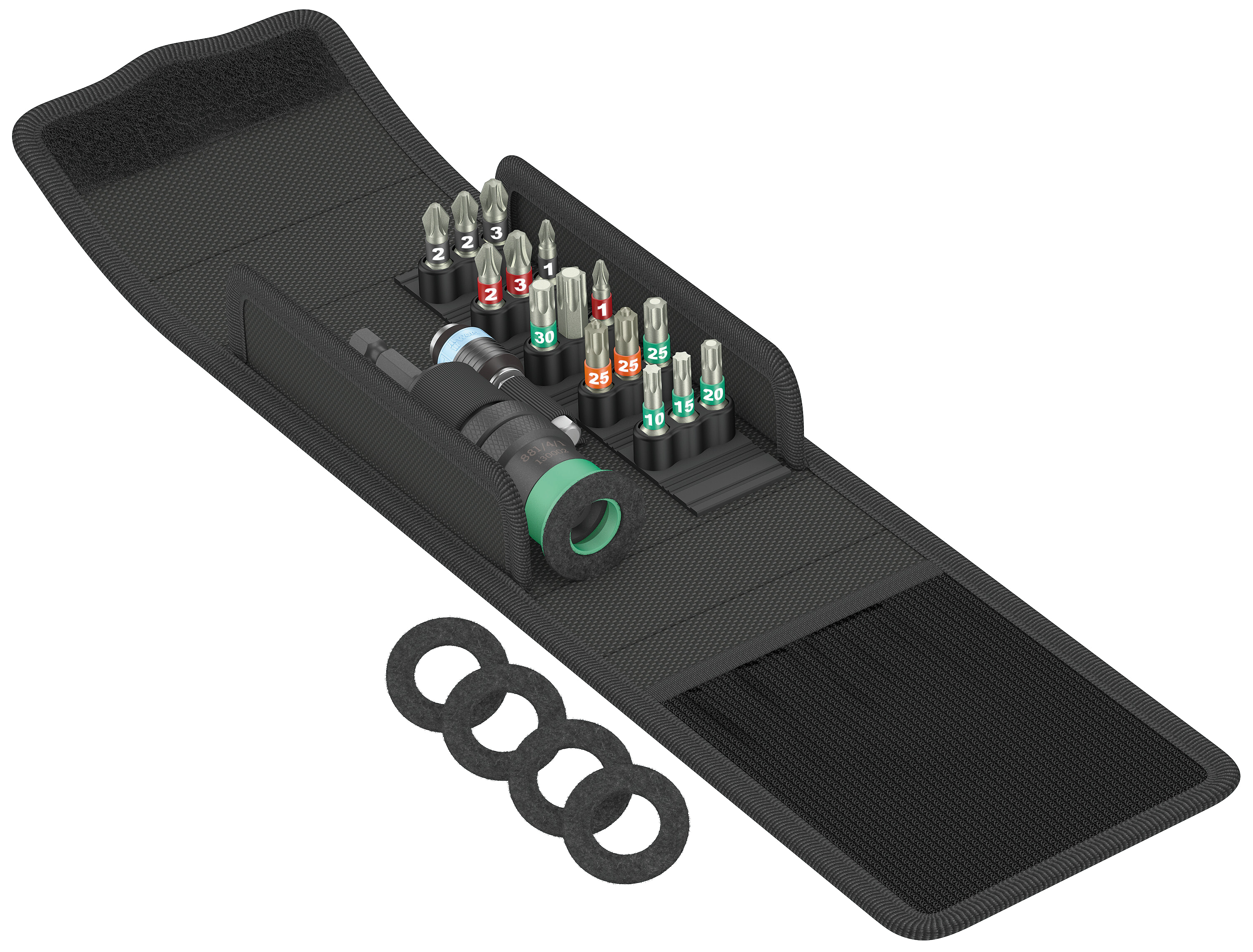Wera Terrassemontasjesett T1, 15 rustfrie 1/4" bits+holder