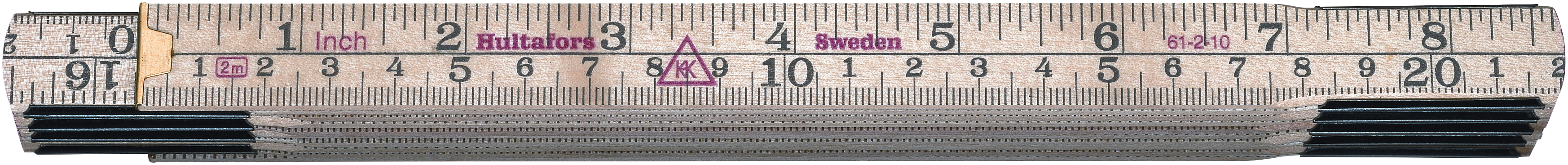 Hultafors Tommestokk 61-2-10 gradering mm/tommer, 2 m og 10 ledd