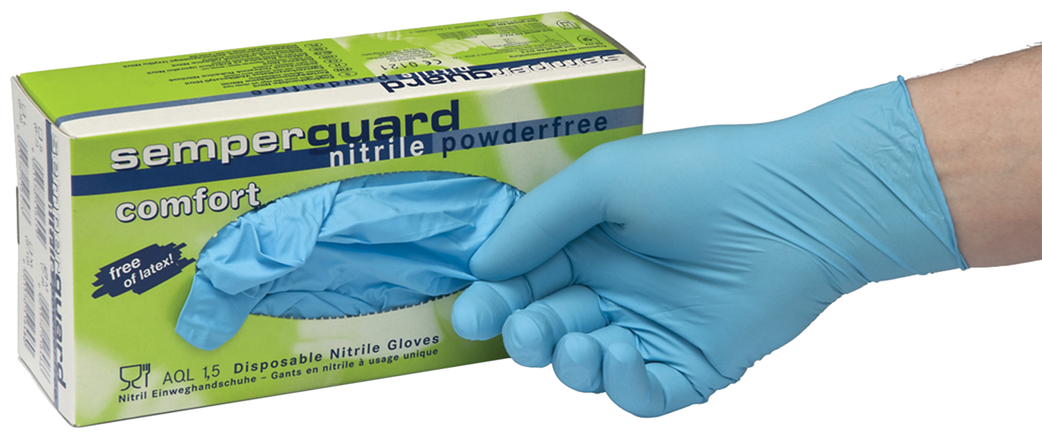 SemperGuard Semperguard nitrilhandsker blå pudderfri pk/100 S