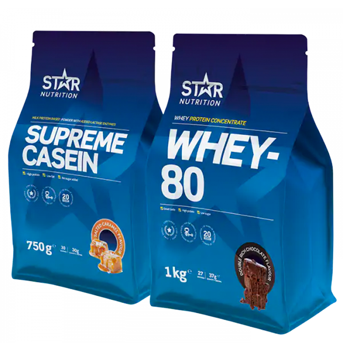 Star Nutrition Dag- og nattpakke Myseprotein + Kasein