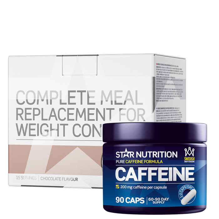 Star Nutrition Complete Meal Måltidserstatning vektkontroll + koffeintabletter 200 mg 90 kapsler