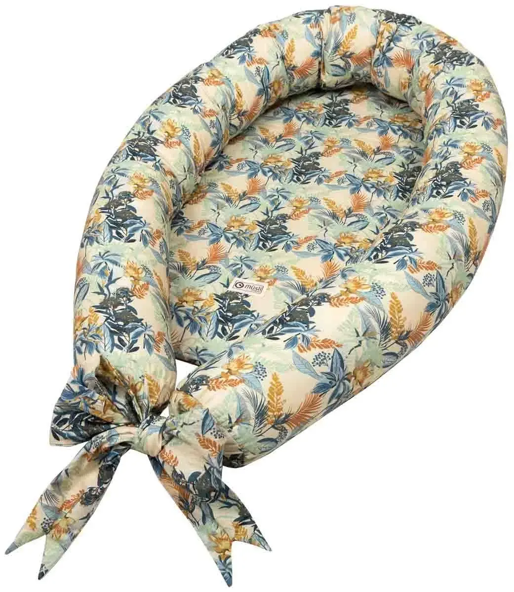 Müsli Babynest - Müsli - By green cotton - 75x40 cm - Fern buttercream - Blomstermotiv