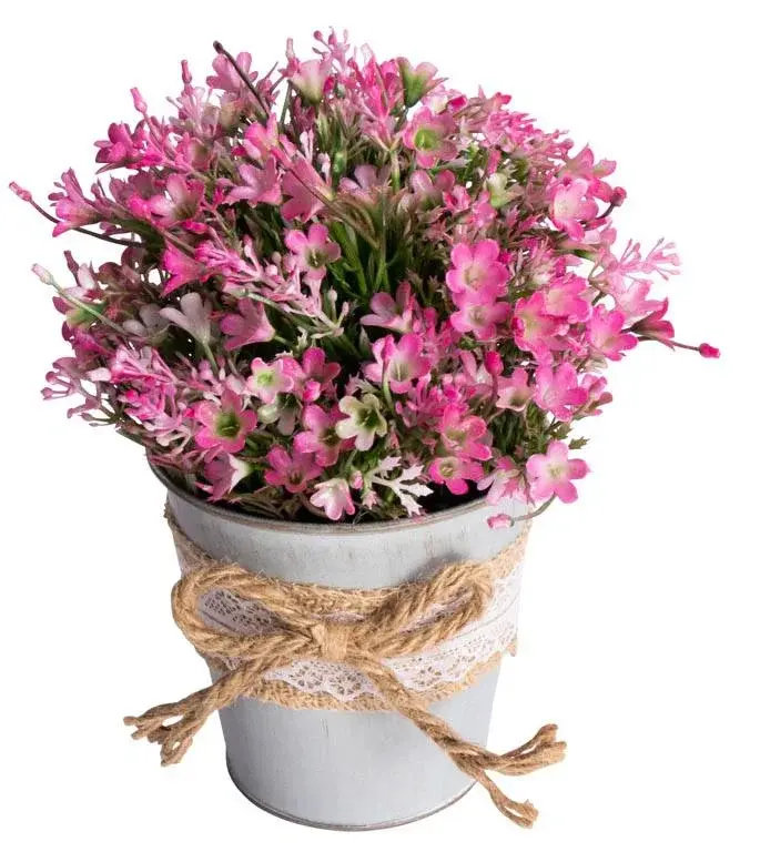 HOME-TEX Kunstig Campanula-blomst - Høyde 21 cm - Vakre rosa blomster - Kunstig potteplante