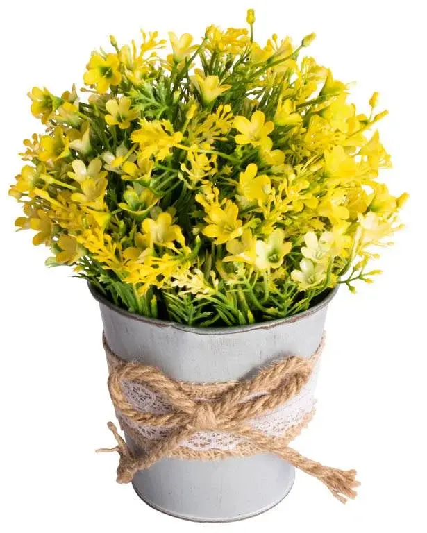 HOME-TEX Kunstig Campanula-blomst - høyde 21 cm - Vakre gule blomster - Kunstig potteplante