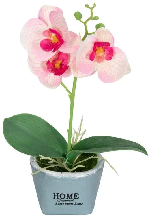 HOME-TEX Kunstig orkidé - Høyde 26 cm - Vakre rosa blomster - Kunstig potteplante