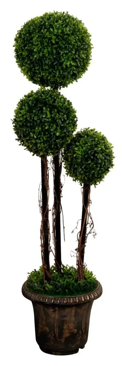 HOME-TEX Kunstig buksbom - Høyde 120 cm - Formklippet runde og med flotte blader - Kunstig plante