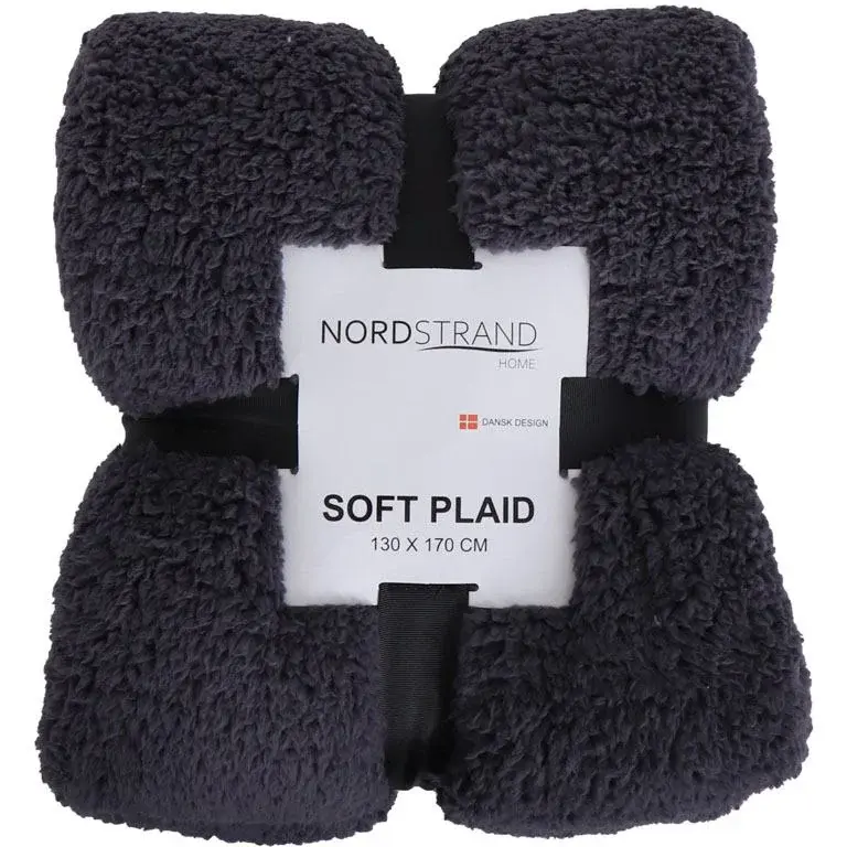 Borg Living Pledd i teddy fleece - 130x170 cm - Antrasittgrå - Mykt teppe fra Nordstrand Home