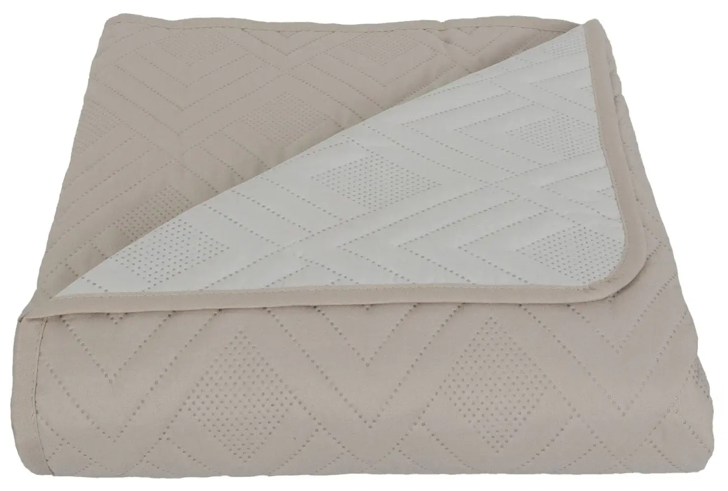 Borg Living Sengeteppe - 140 x 240 cm - Vendbart sandfarget og hvitt - Teppe til enkelseng