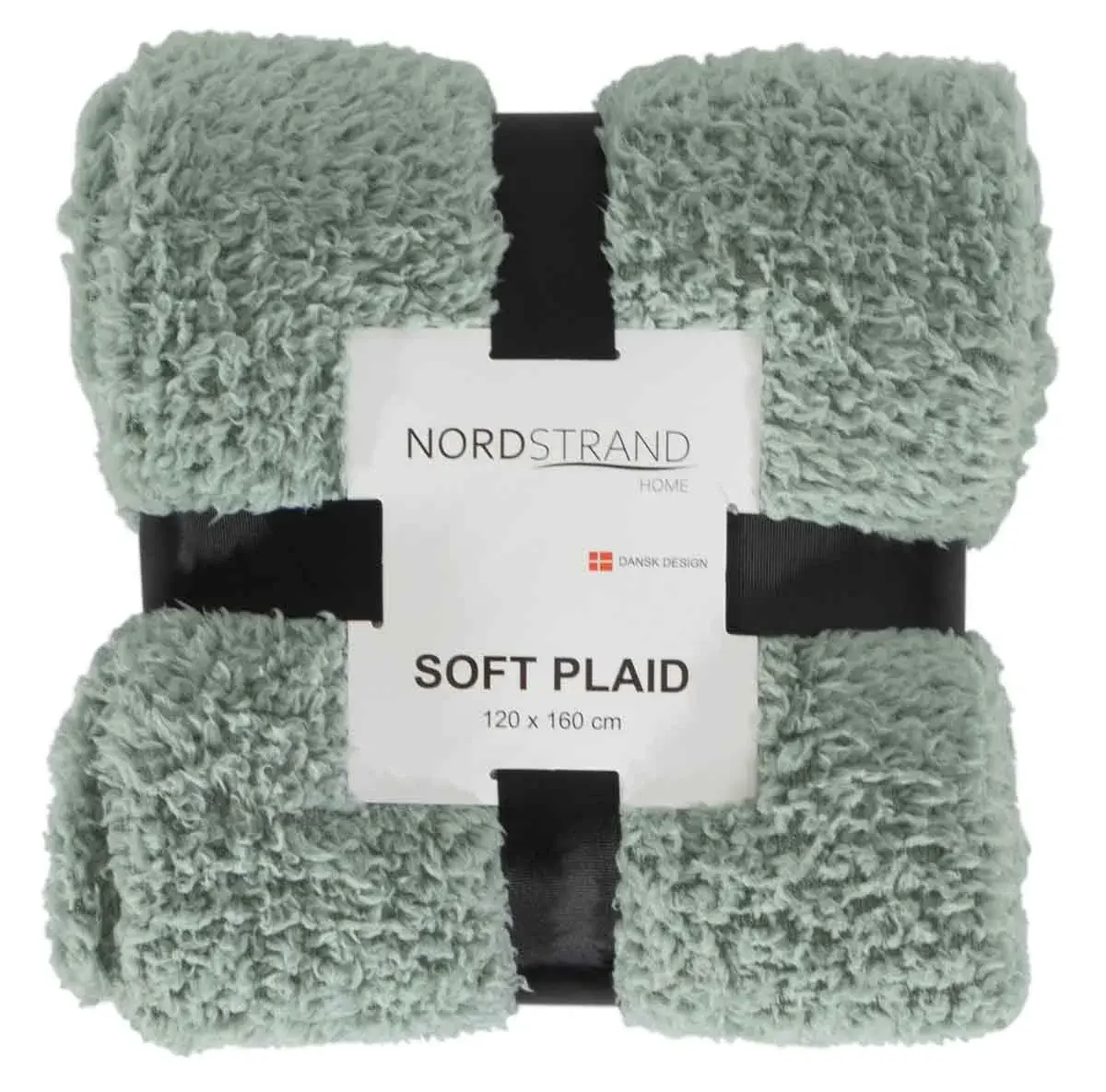 Borg Living Pledd i teddy fleece - 120x160 cm - Støvet grønn - Mykt teppe fra Nordstrand