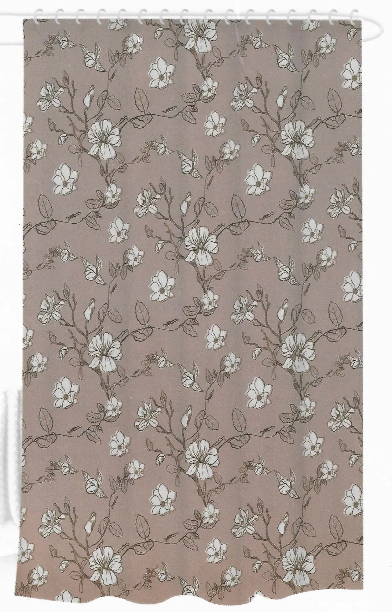 HOME-TEX Dusjforheng - 180x180 cm - Rosa med blomster - Klar til oppheng