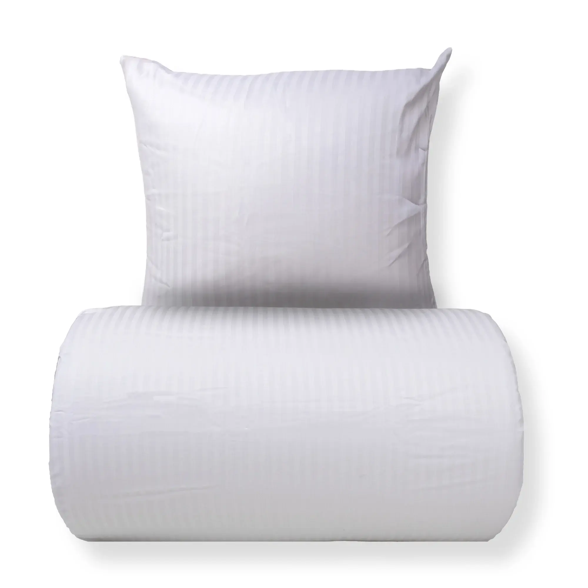 Borg Living Sengetøy 150x210 cm - 100% bomullssatin - Klassiske hvite striper