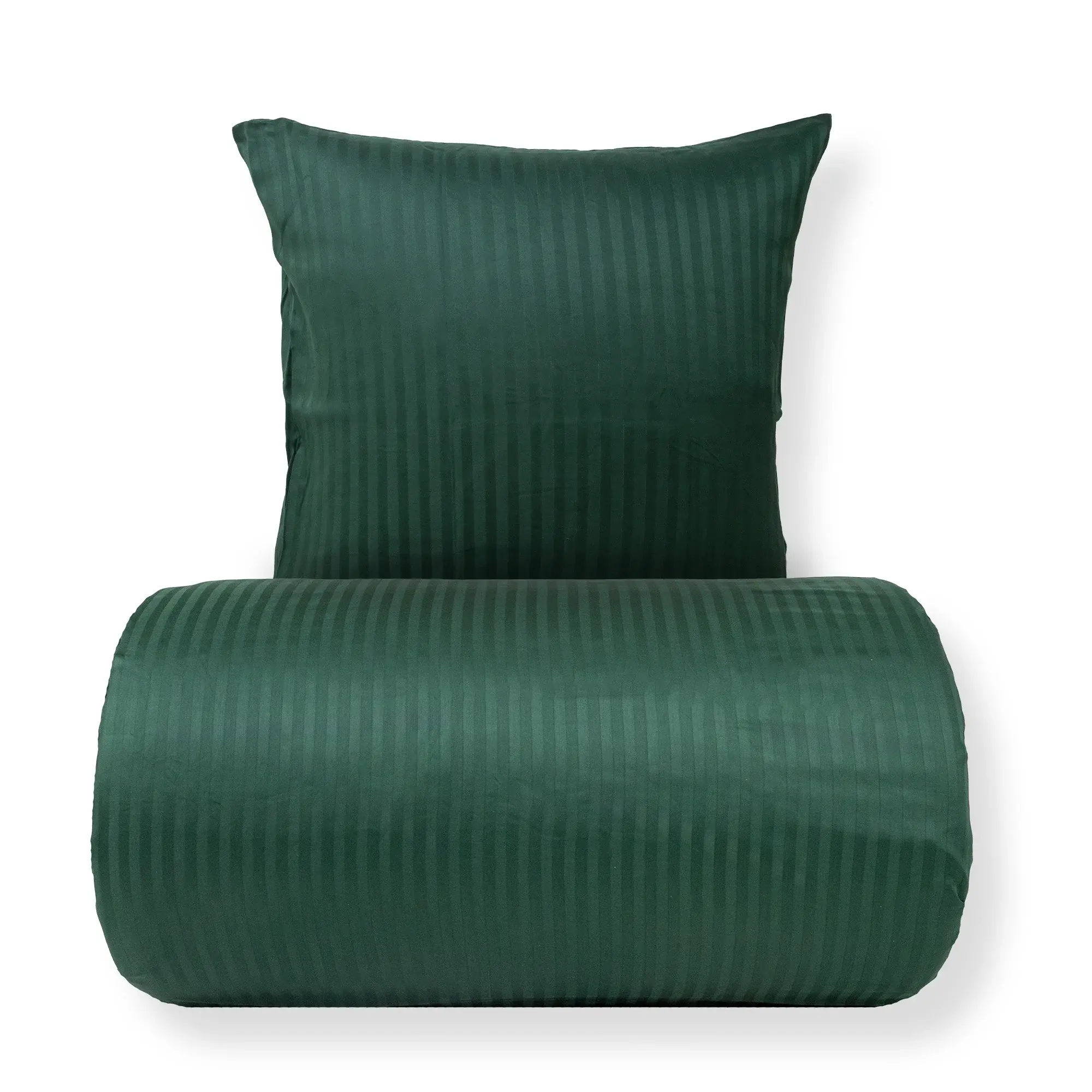 Borg Living Sengetøy 150x210 cm - 100% bomullssatin - Klassiske grønne striper