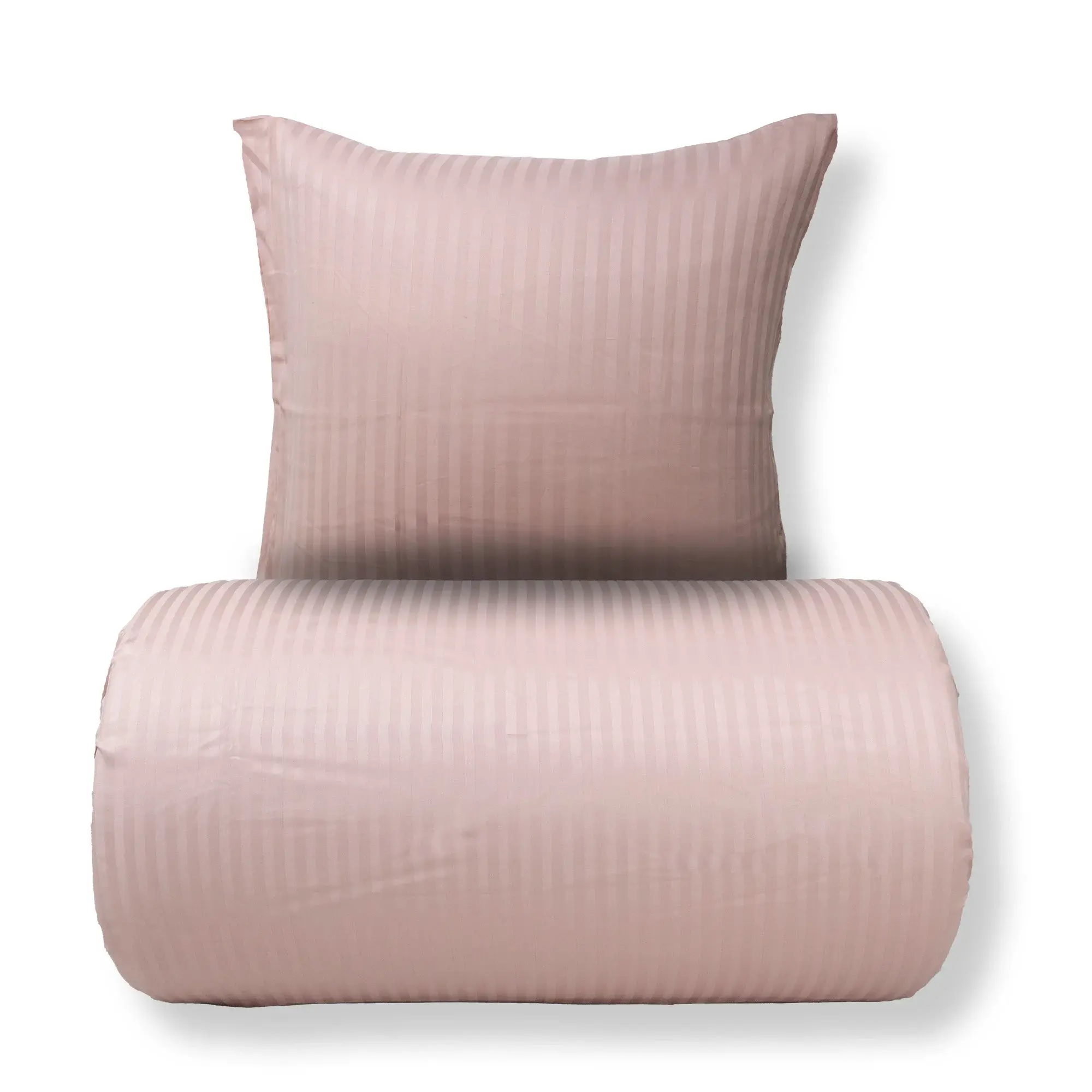 Borg Living Sengetøy 150x210 cm - 100% bomullssatin - Klassiske lyserosa striper