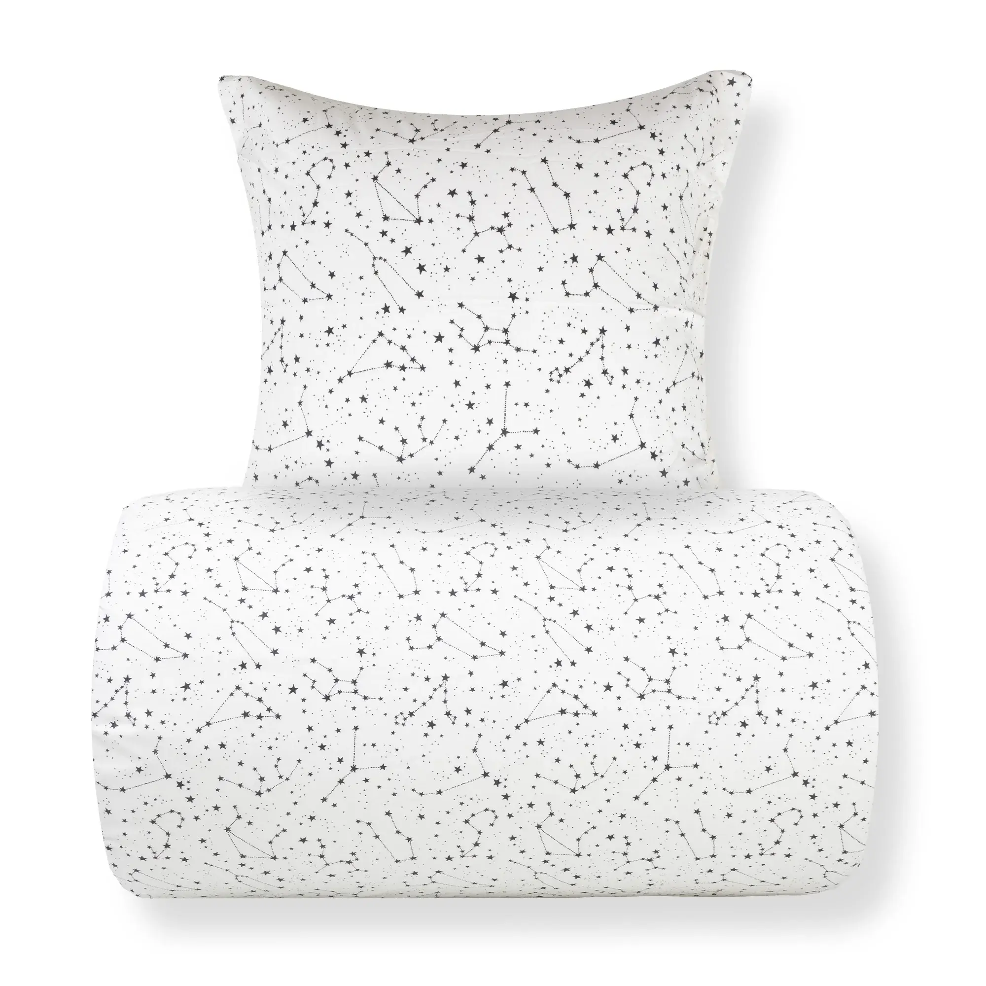 Borg Living Sengetøy - 100% Bomull - Zodiac white - Vendbart med stjerner