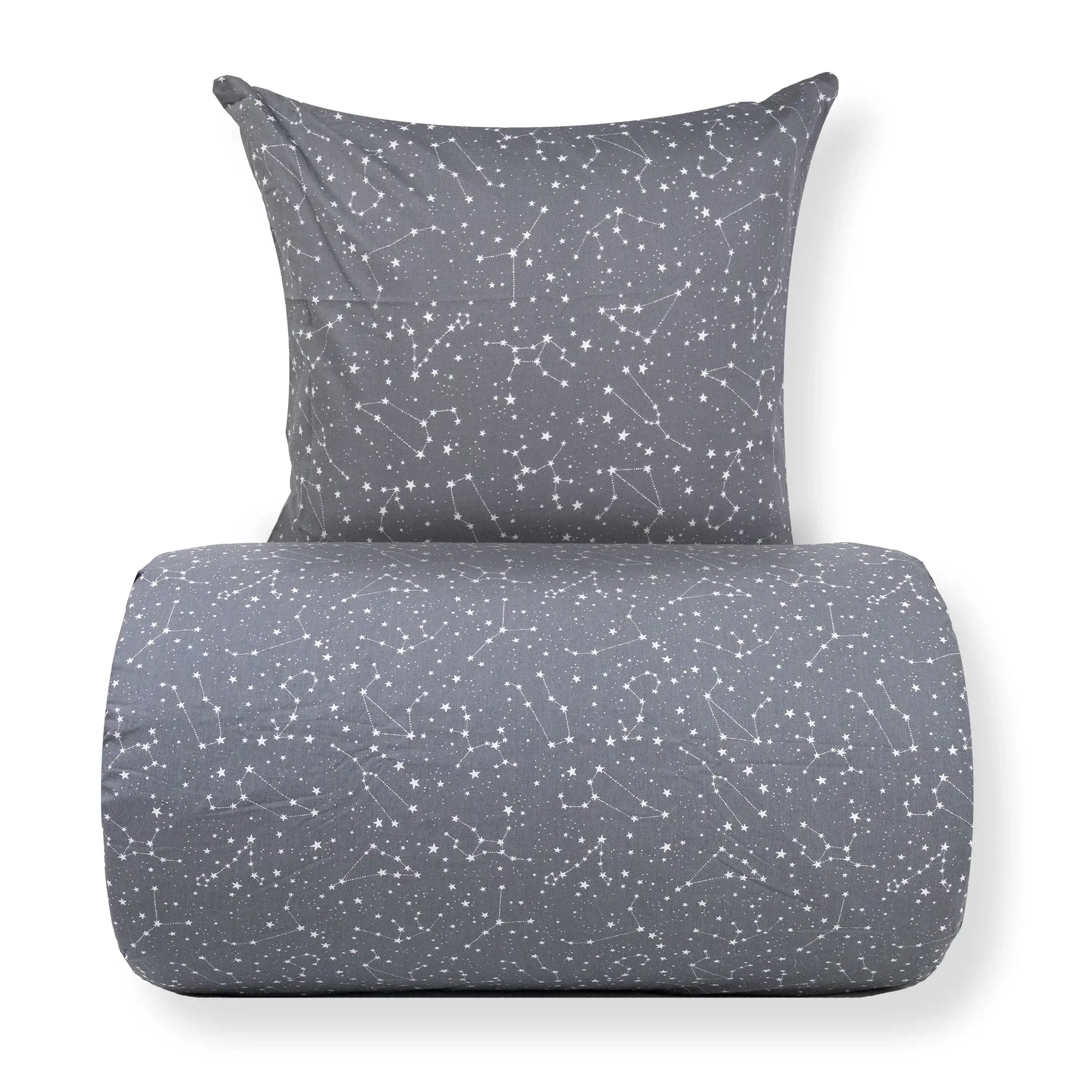 Borg Living Sengetøy - 100% bomull - Zodiac grey - Vendbart med stjerner