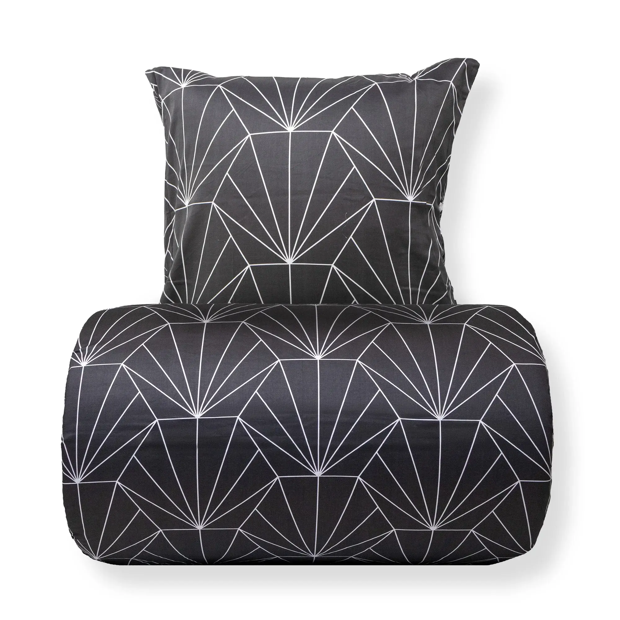 Borg Living Sengetøy 150x210 cm - Bomullssatin - Vendbart grått Hexagon-print