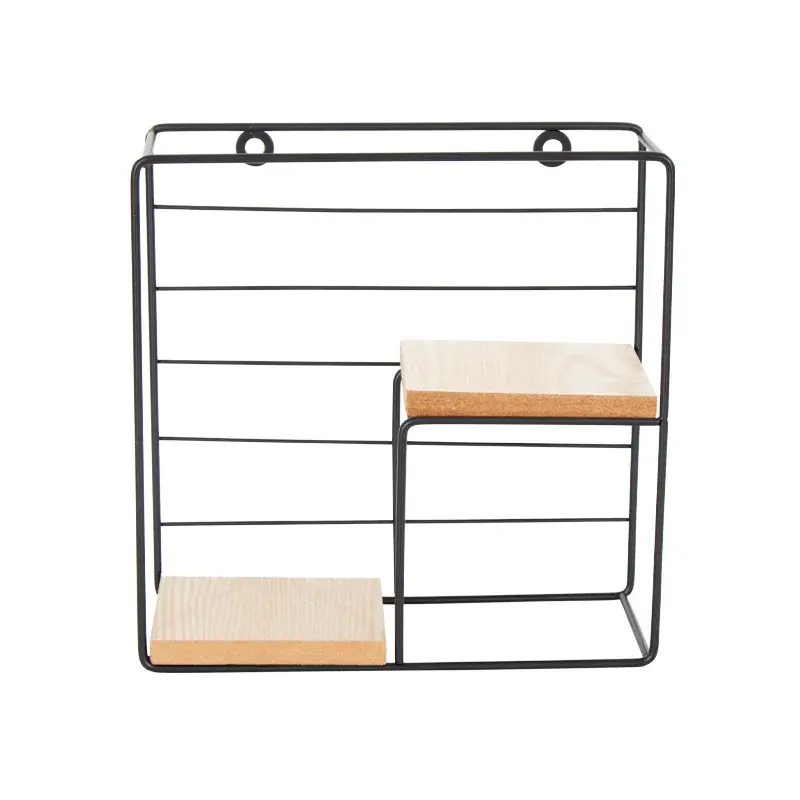HOME-TEX Metallhylle til veggen - 22x22x9cm - Firkantet - Svart metallhylle
