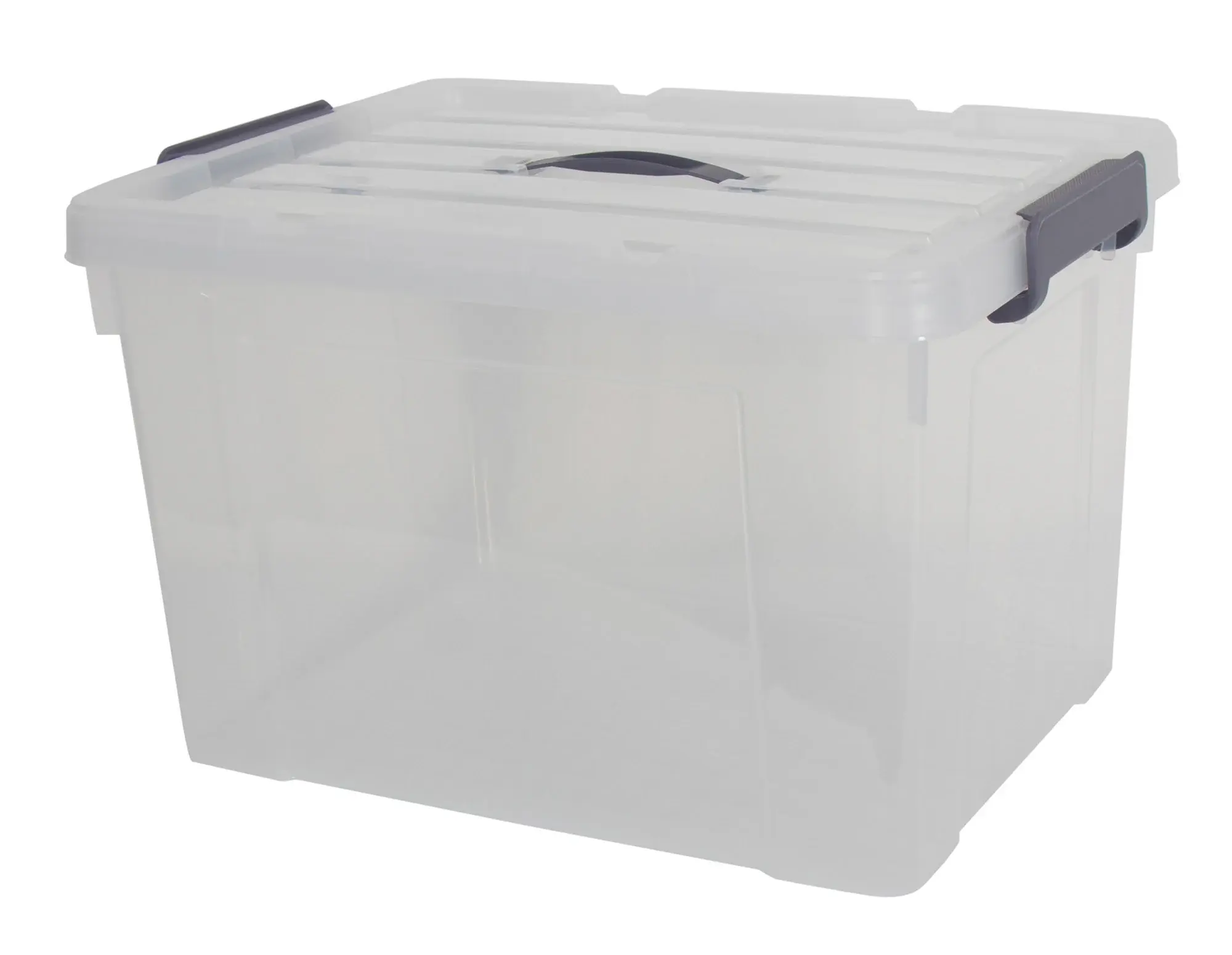 HOME-TEX 10 oppbevaringsbokser - 50 liter - Praktisk oppbevaringssett med tettsittende lokk - Gjennomsiktige plastbokser